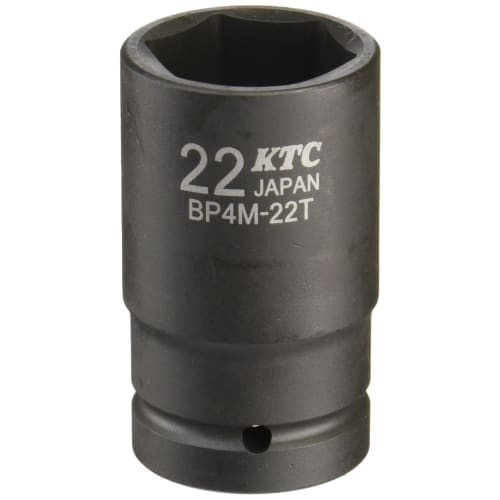 Kyoto Tool (KTC) Impact Wrench Socket, BP4M22TP, 22mm X 12.7mm Drive, 52mm Overall Length, Semi-Deep, Thin Wall, 1 Piece
