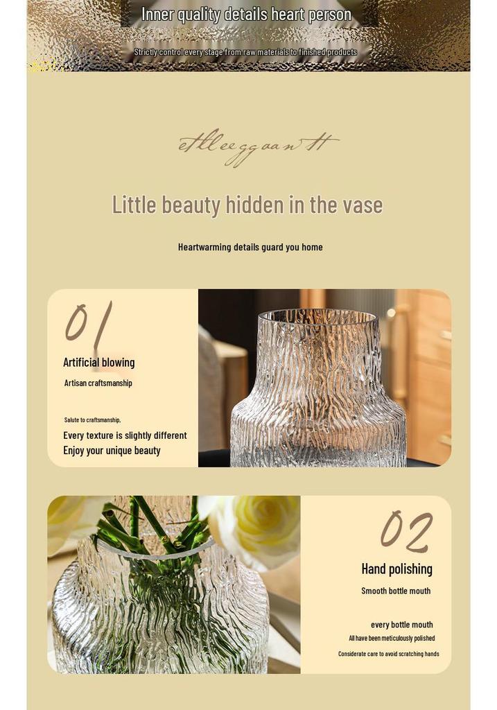 Trendy Transparent Glass Hydroponic Flower Vase for Fresh Roses - Elegant Living Room/Dining Table Decor