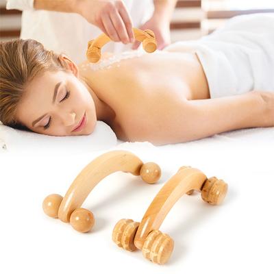1PC Wooden Handheld Body Roller 4 Wheels Balls Massager Arm Leg Back Foot Hand Neck Shoulder Muscle Pain Relief Massage Tool