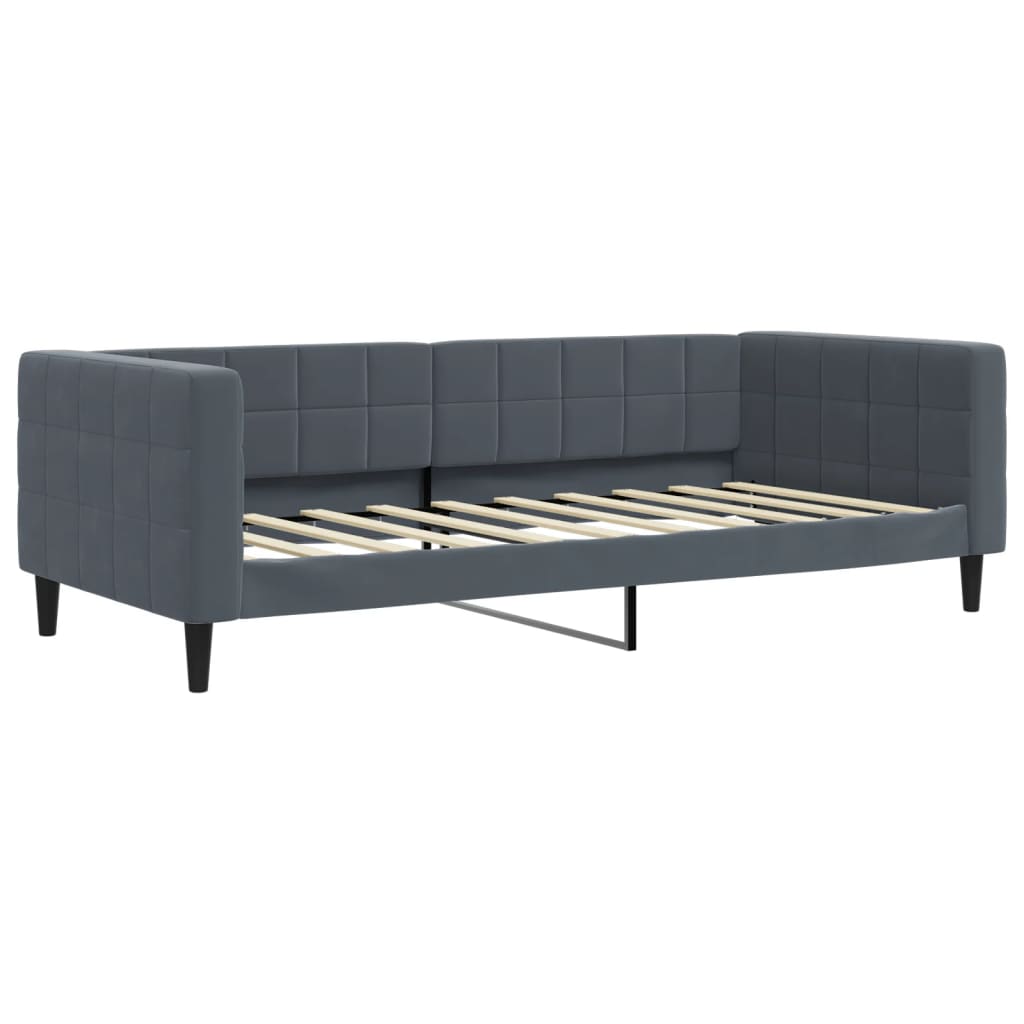 Pull Out Daybed with Drawers Dark Grey 90 X 190 Cm Velvet