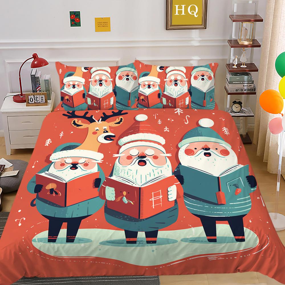 3D Christmas Quilt Set Christmas Gift Bedding 2/3 Pieces AU180 * 210 Christmas Atmosphere Decoration Soft and Easy To Clean Bedroom Decoration