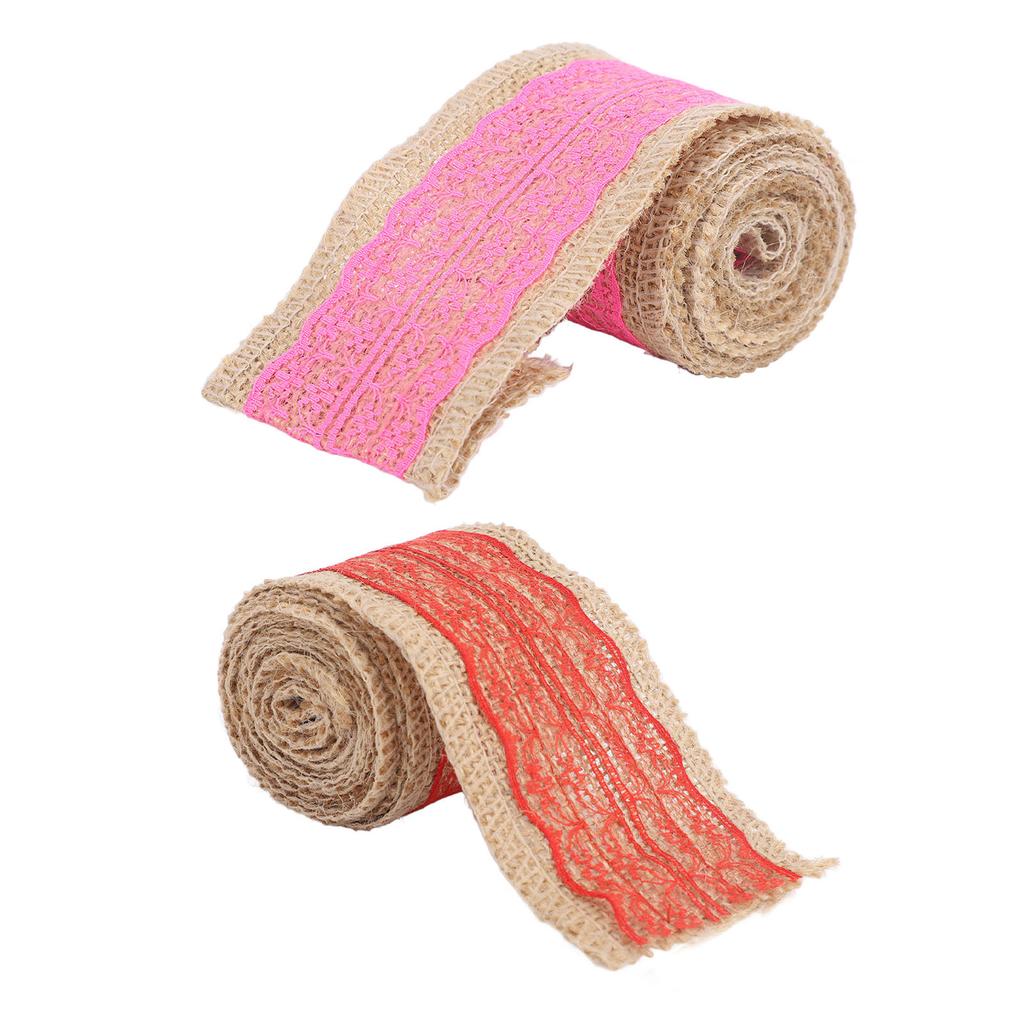 5 Rolls Burlap Lace Ribbon Decorative Jute Burlap Ribbon Roll for Crafts Festival Decor