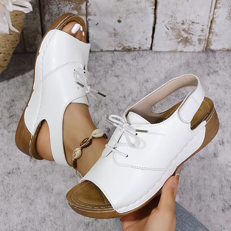 Peep Toe Wedges Sandals for Women Summer 2025 Lightweight Non Slip Beach Shoes Woman PU Leather Platform Roman Sandalias Mujer