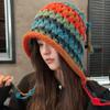 Colorful Rainbow Striped Knit Wool Beanie Hat For Women Winter Warm Crochet Ear Protection Cap Female Girl Snow Windproof Bonnet