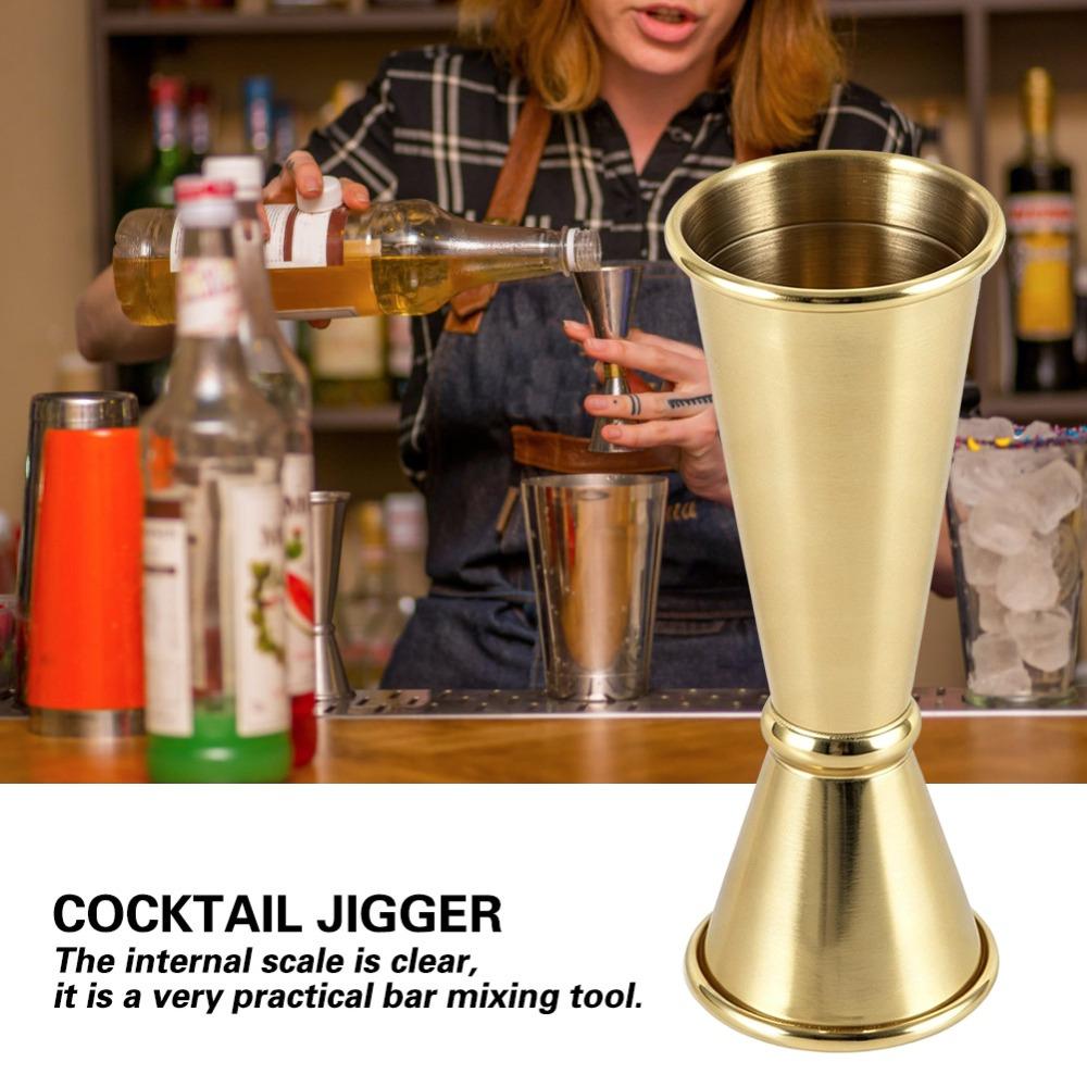 2pcs 304 Stainless Steel Cocktail Shaker Double Sided Bartending Tool Double Jigger For Bartending