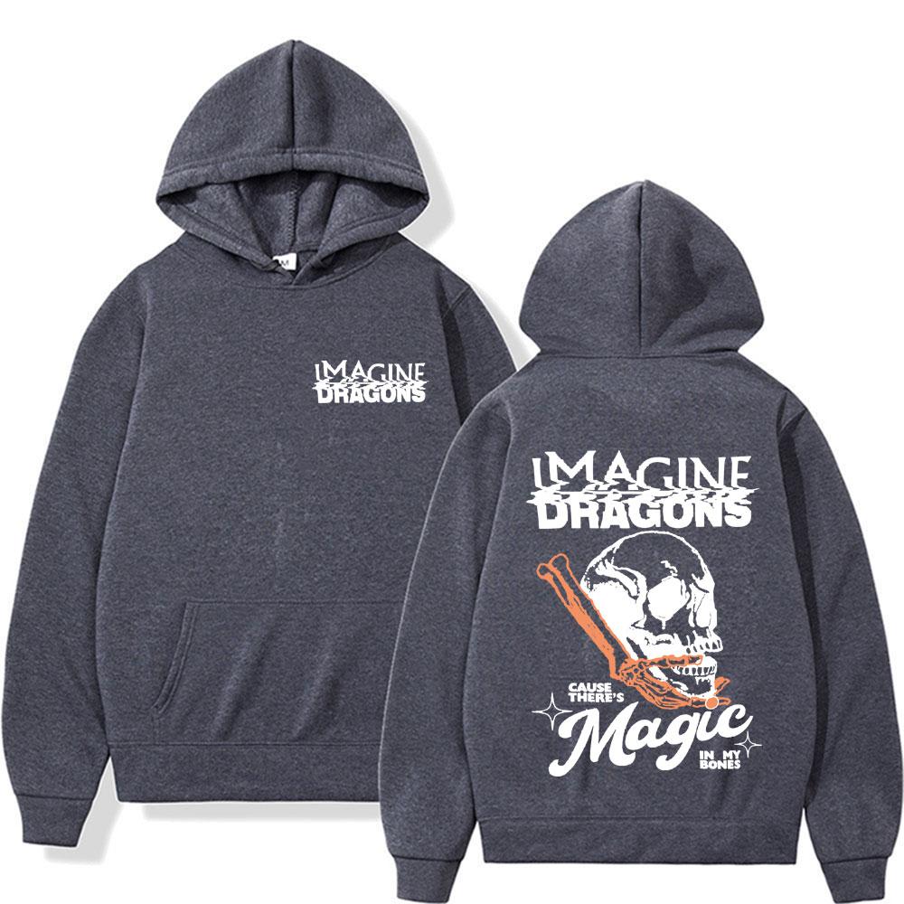 Imagine Dragons Loom World Tour Skull Hoodie Men Women Harajuku Hip Hop Vintage Gothic Clothes Hoodies Oversized Sweatshirt
