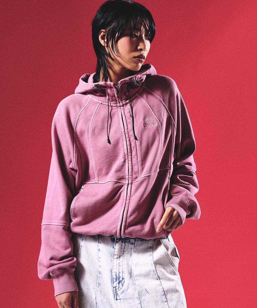 Travel Smith Pigment Hooded Zip-Up Jacket Clover Pink