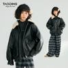 Mädchen 2025 Herbst/Winter Warme gefütterte Jacke aus Kunstleder