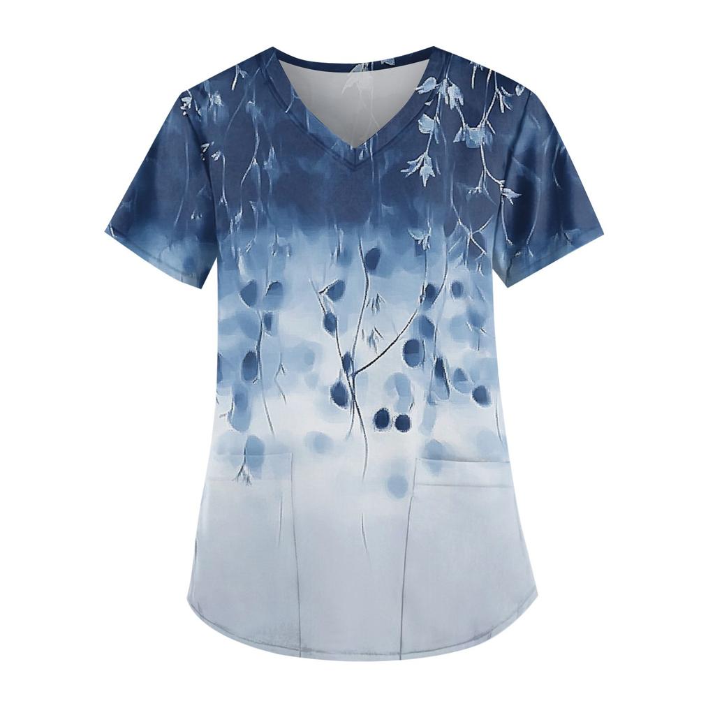 Women's V-neck Fashion Casual Printed Tops And Protective Workwear