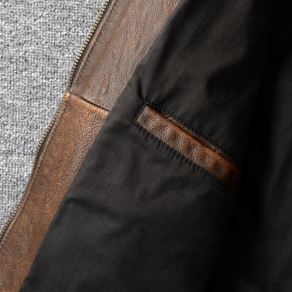 Vintage Yellow Brown Genuine Leather Jacket Men Natural Cow Leather Jackets Slim Fit Man Coat Autumn Clothing