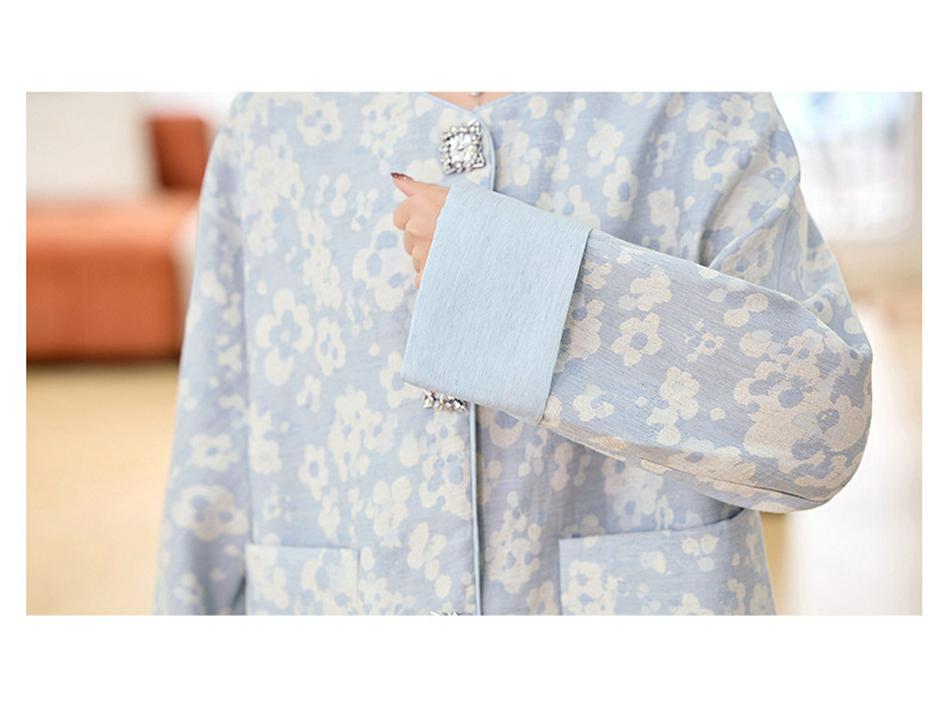 2022 Spring Women's Jacquard Round Neck Top - Chinese National Style HE5005