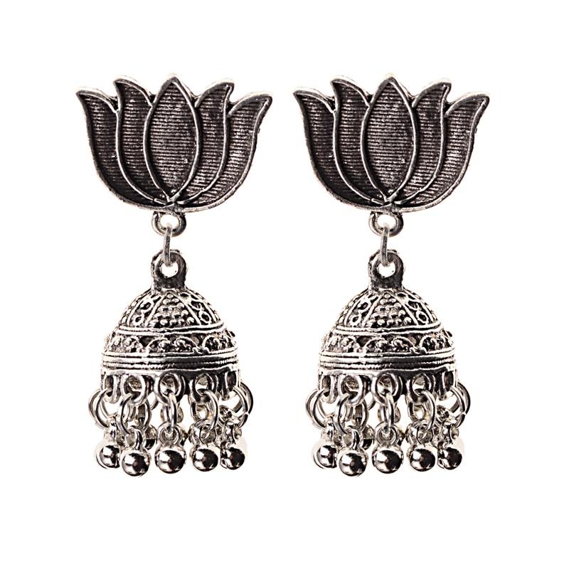Indisk Jhumka Gypsy Zircon Boho Vintage Etnisk Dame Øredobber Hul Hengende Øredobber For Kvinner boucle d’oreille 2020