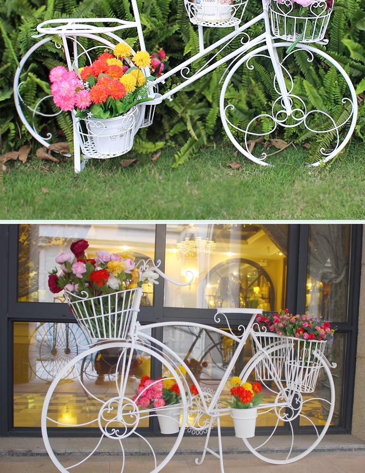 Elegant European Wrought Iron Multi-Layer Balcony & Garden Bicycle Plant Stand