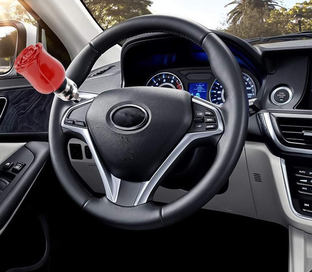 Lunsom Rose Steering Wheel Spinner Resin Flower Handle Spinner Car Control Turning Aid Helper Universal Car (Red)