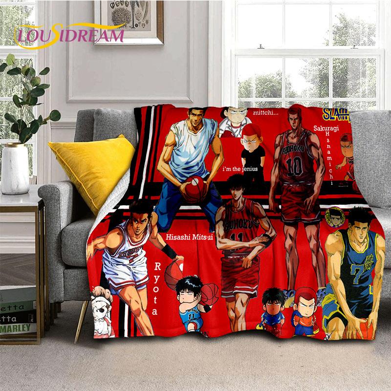 Cartoon Slam Dunk Basketball Anime Soft Blankets,Keep Warm Throw Blanket Comfortable Blanket for Picnic Beds Sofa Home Bedroom