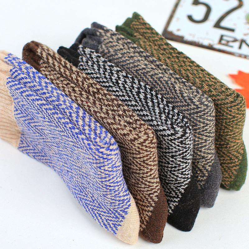 5 Pairs of Men's Winter New Thickened Warm Ethnic Wind Rabbit Wool Socks
