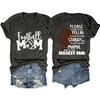 Summer new Vneck Tshirt Football Mom print loose casual shortsleeved top ladies all fashion pullover