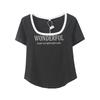 Large Size Women's Clothing American Spice Girl Contrasting Color Waist Short-sleeved T-shirt Summer New Front Shoulder Top 262617