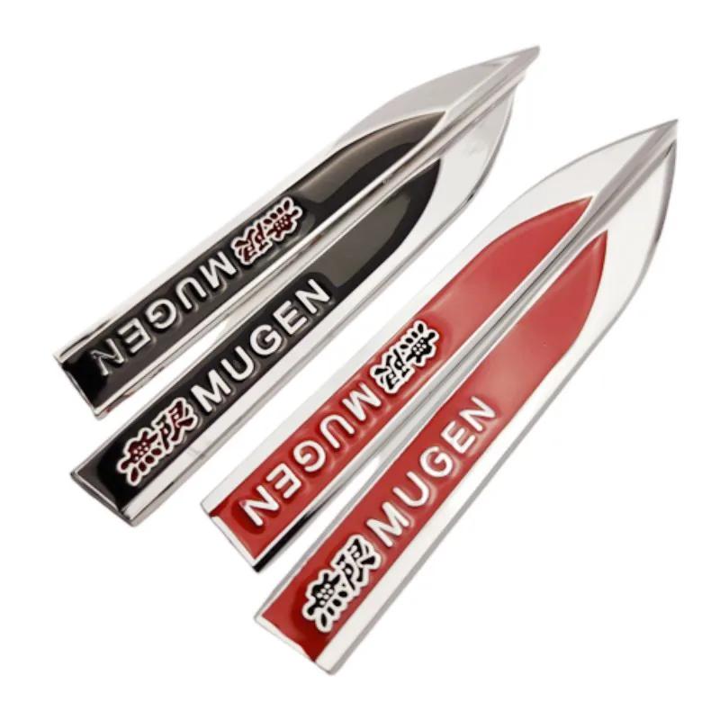 FIQ1 1Pairs 3D Metal Mugen Side Fender Emblem Badge Sticker Car Body Styling Accessories For Honda Civic Odyssey Accord CR-V FIT City