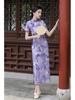2024 Spring/Summer Elegant Retro Double-Layer Silk & Linen Short-Sleeve Cheongsam Dress