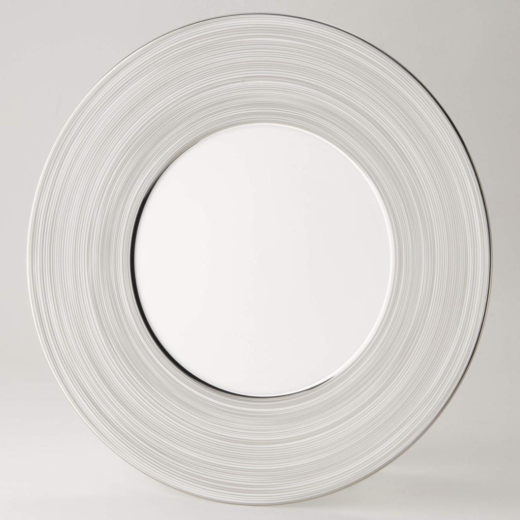 NARUMI Platinum Swirl Band Plate, 27cm, Platinum, Stylish and Elegant Flat Plate with Rim, A La Carte Plate, Made In Japan, Product Number: 52147-5666