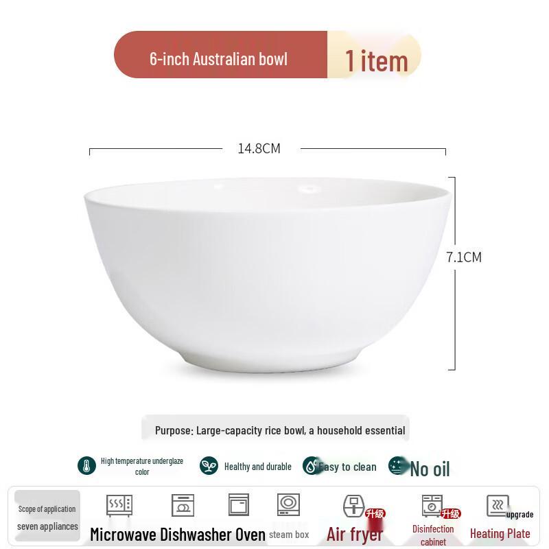Pure White Bone China Ceramic Soup Bowl