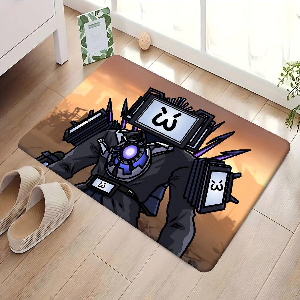 Cartoon S-Skibidi Toilet Floor Mat Rectangle Anti-slip Home Soft Badmat Front Door Indoor Outdoor Mat Welcome Doormat