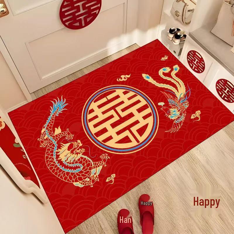 Festive Red Wedding Entrance Mat: Water-Absorbing, Anti-Slip Door Mat