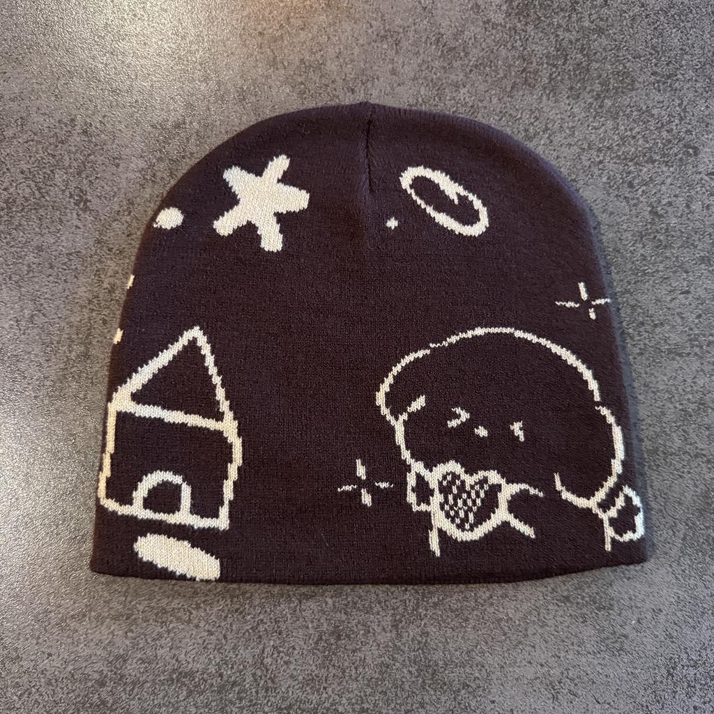 

Boys Cartoon Girls Dog Knit Hat With Warmth And Casual Style For Fall And Winter коричневый
