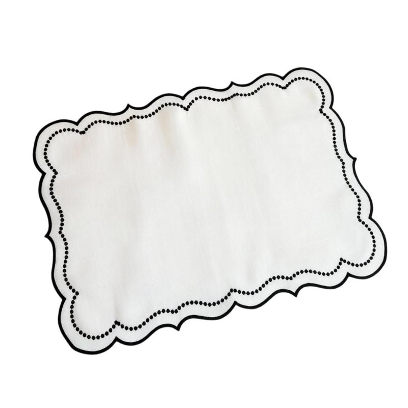 Modern Rectangular Embroidered Polyester Placemat Embroidery Machine Washable Table Mat For Family Gatherings