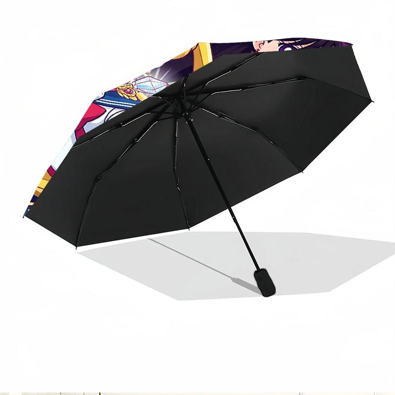 Sailor Moon Print Automatic Open Close Umbrella, Portable Foldable Umbrella, for Outdoor Commute Camping Trip, Ideal Birthday Gift