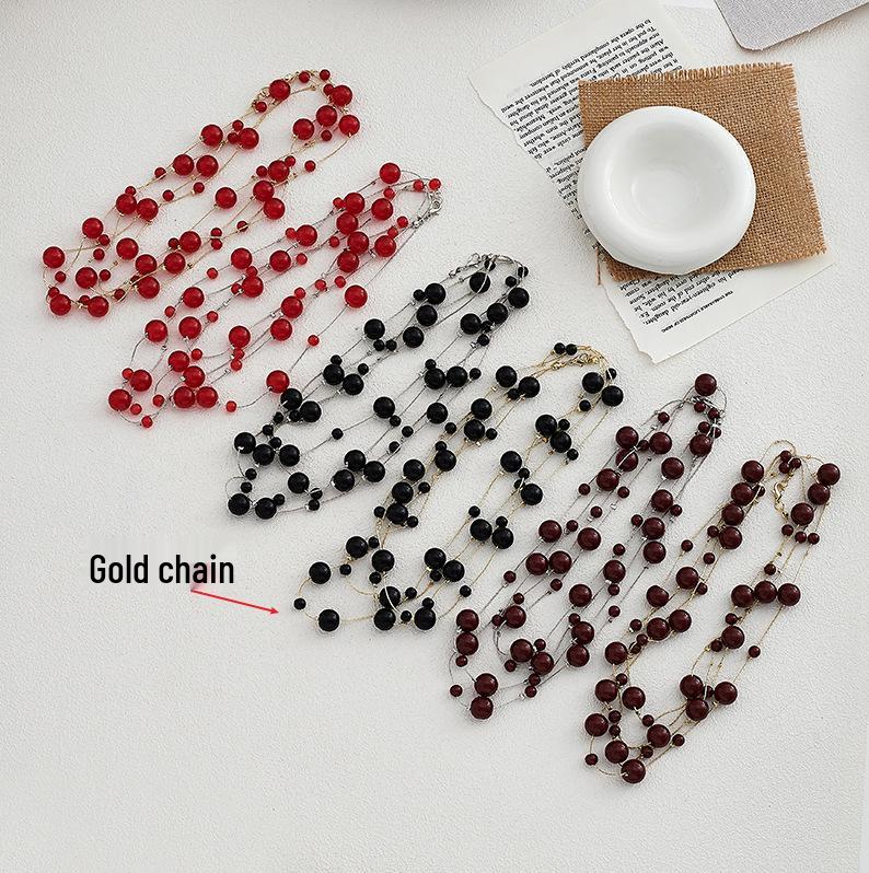 Collar Largo Multicolor de Perlas de 170cm Cadena para Suéter (NL012)