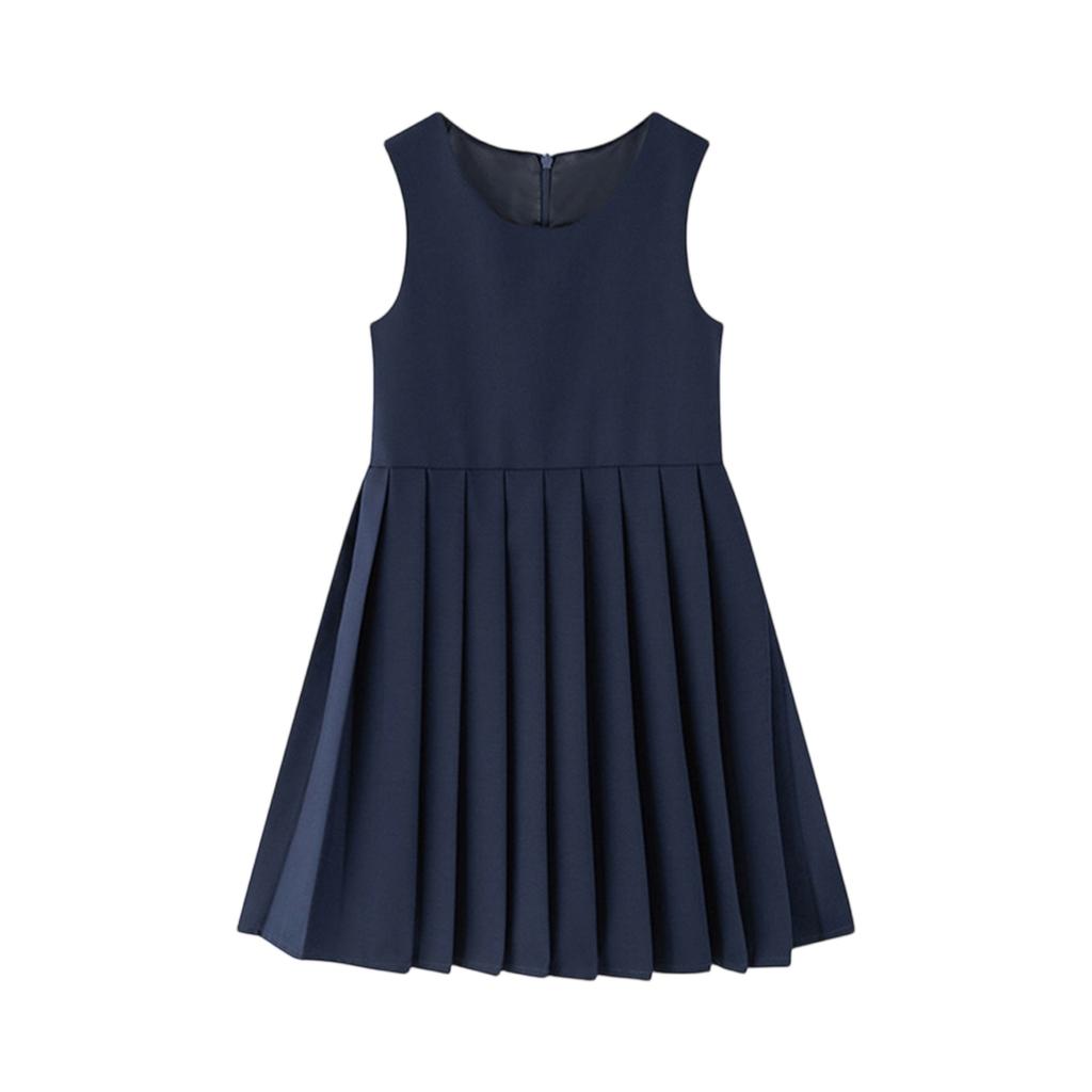 Girls' Pleated Jumper Dress - Preppy Sleeveless Frock