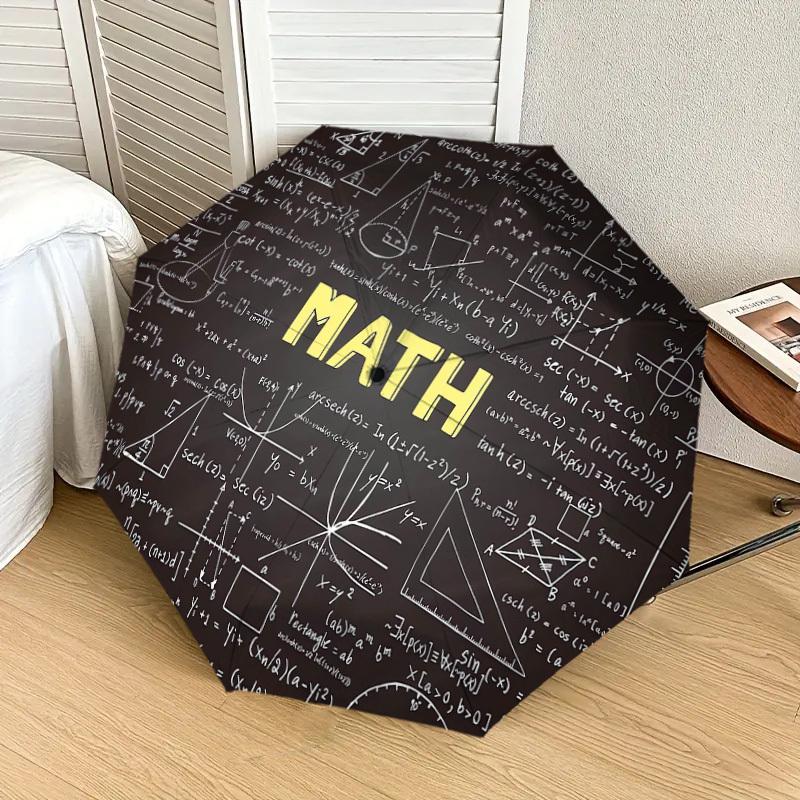 1PC Mathematics Pattern Small Travel Automatic Folding Umbrella, Compact Windproof Umbrella, Automatic Open/Close ,Gift-091529