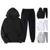 Erkek Spor Takım Elbise İki Parça Eşofman Takımı Kapşonlu Bağcıklı Uzun Kollu Sweatshirt Lastikli Bel Pantolon Takımı Spor Eşofman Takımı
