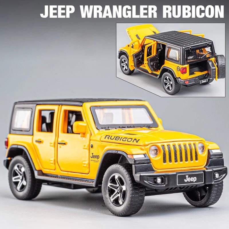 1/32 Jeeps Wrangler Rubicon Vehicle Model Car Toy High Simulation Sound and Light Off-road Alloy Collection Toy Car for Children