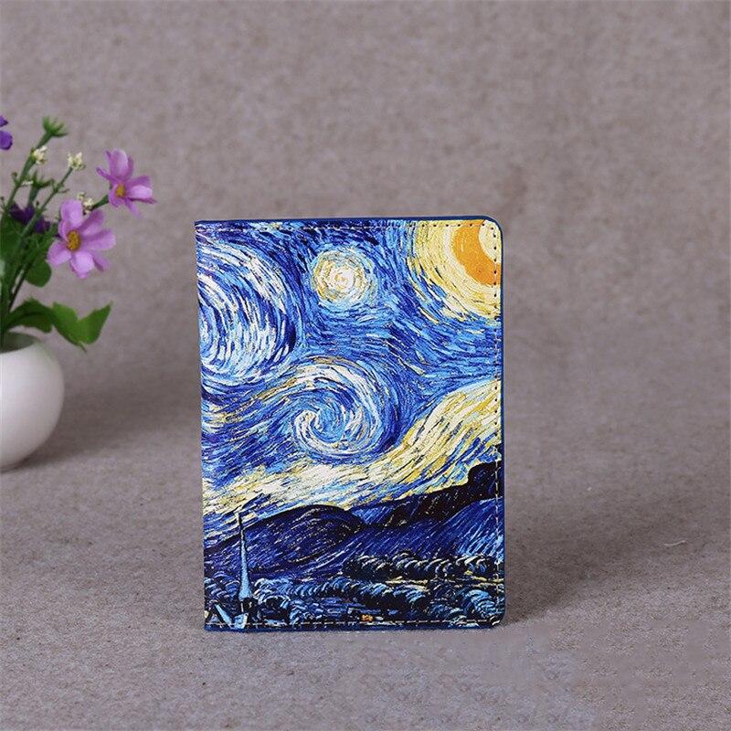 Starry Sky Passport Cover Fashion Women Men Pu Leather Travel Wallet Landscape Passport Holder High Quatity Case for Passports