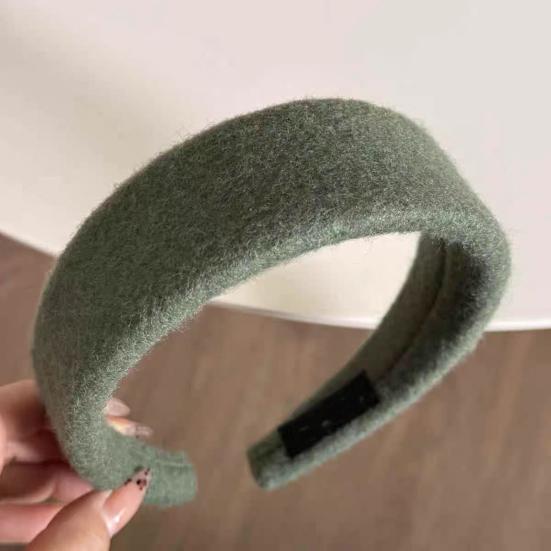 Women Headband Wide-Brimmed Sponge Filling Soft Suede Texture Hair Hoop Autumn