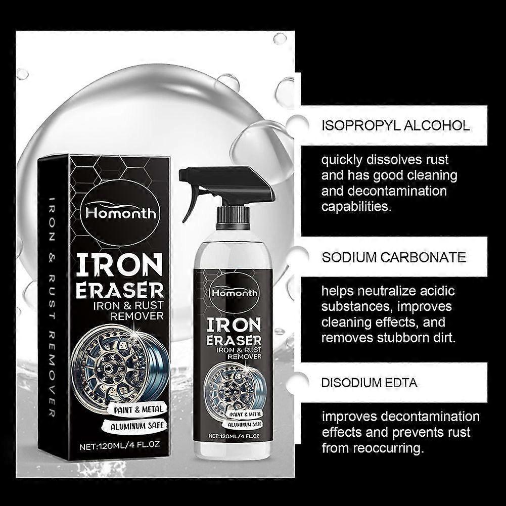 Iron Eraser Car Rust Remover, Rust Stain Remover for Motorcycle Car Wheels, Decontamination Spray for Cars