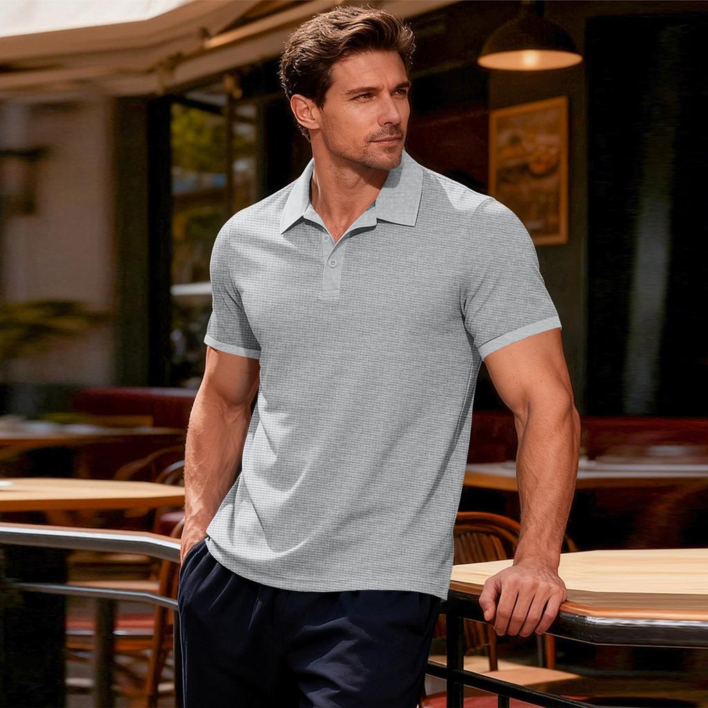 Herren Golfshirt Lässig Sport V-Ausschnitt Gerippter Kragen Kurzarm Mode Lässig Farbe Einfarbig Frühling & Sommer Reguläre Passform