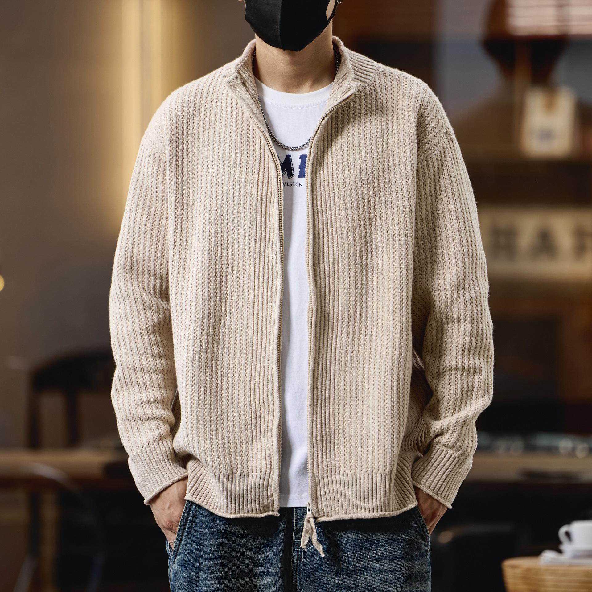 Мужской ретро кардиган на молнии - Свободная вязка для весны осени и зимы 2XL for 80-90 kg 4230₽