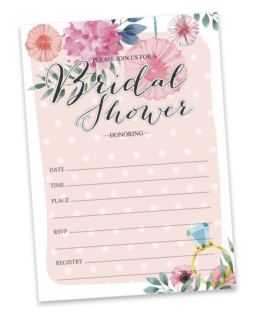 Inkdotpot 30 Einladungen zur Brautparty, Blumenmuster, Hochzeitseinladungen zum Ausfüllen, blanko