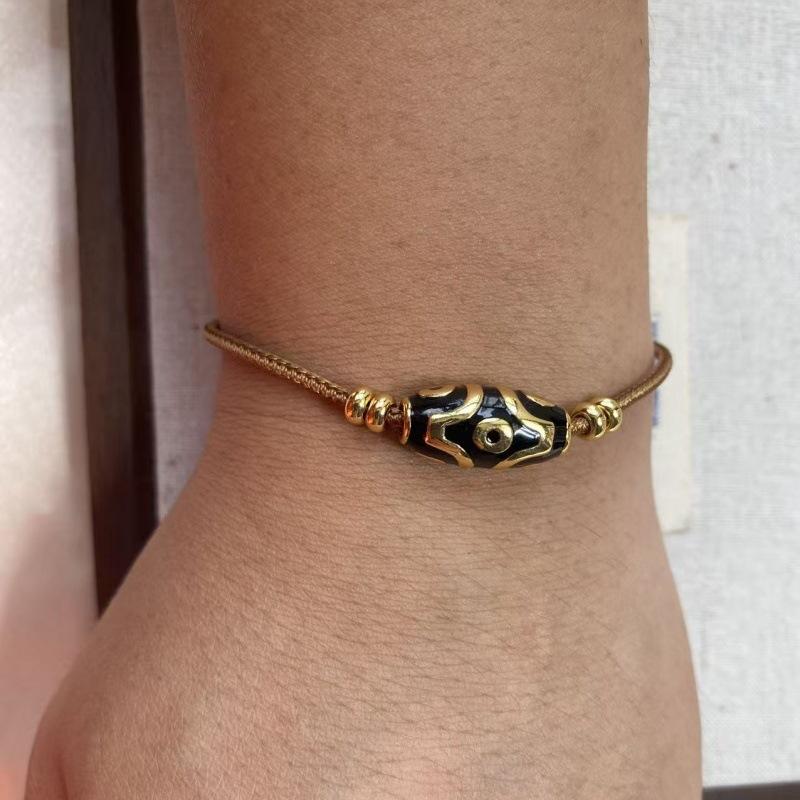 Nine Eyes Dzi Bead Series Bracelet Premium Light Luxury Enamel Men'S And Women'S Adjustable Hand Rope