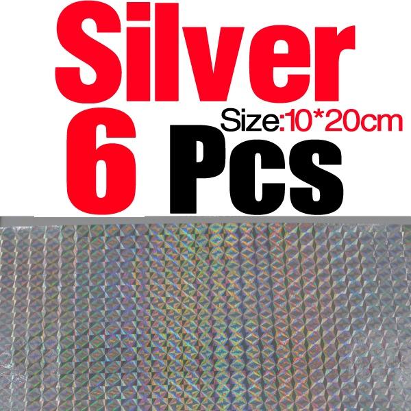 MNFT 6pcs 10*20cm Holographic Adhesive Film Flash Tape For Lure Making Fly Tying Materail Metal Hard Baits Change Color Sticker