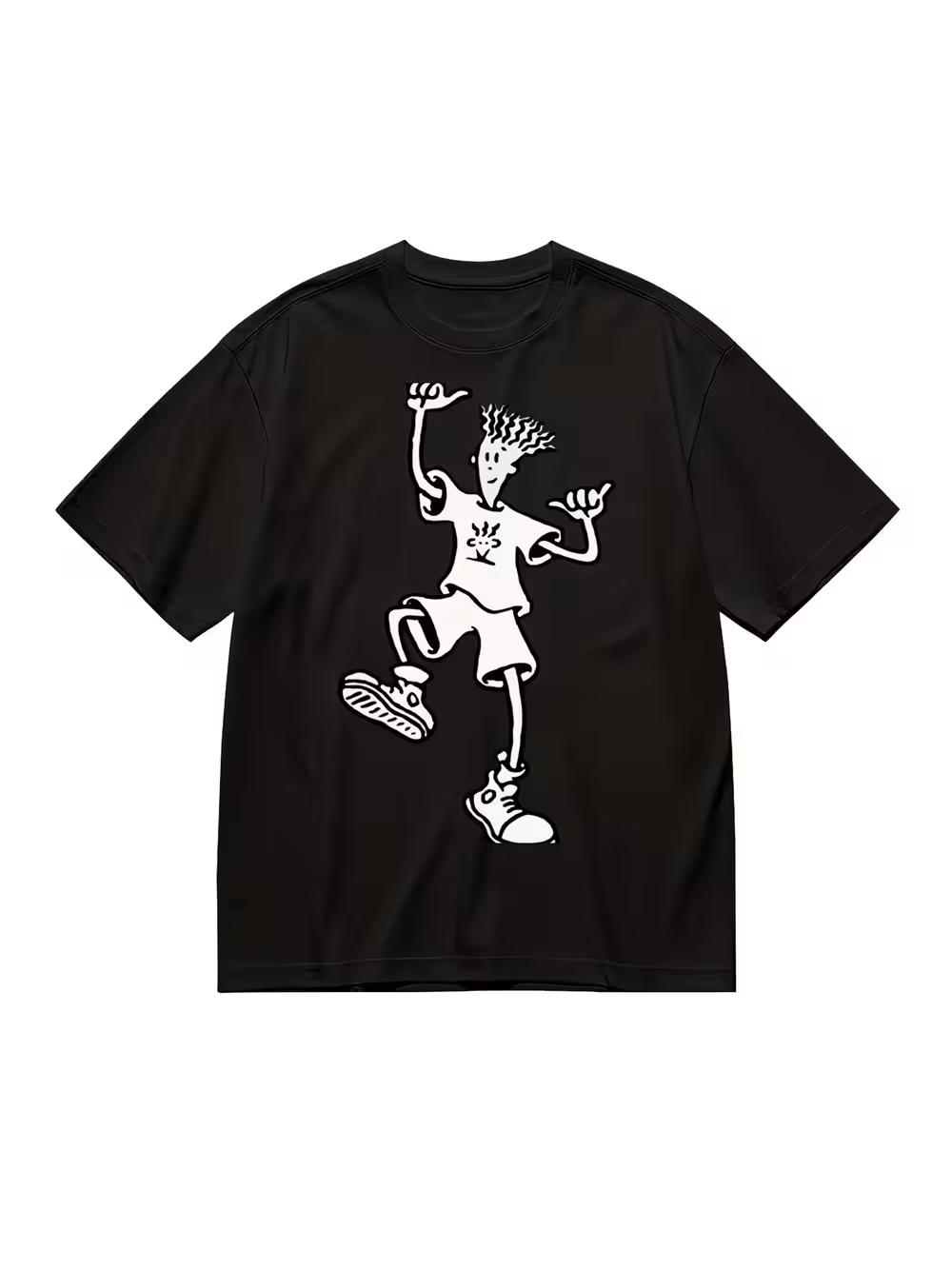 Мужская оверсайз футболка - Черная футболка с узором, разработанная Fido Dido L