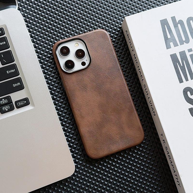 

Подходит для Apple 16ProMax Магнитный кожаный чехол для мобильного телефона IPhone 15 Полностью закрывающий чехол из сумасшедшей кожи 14 Противоударный чехол iPhone15proMax