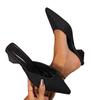 Women's Wide Width Open-Back Mules, Pointed Toe Chunky Heel Sandals, European Style Summer Slides for Women