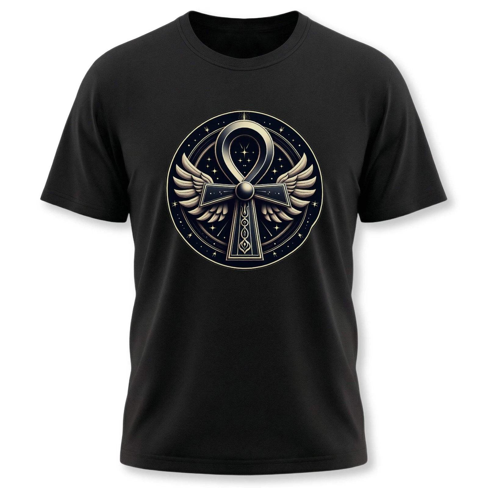 Egyptian Ankh Wings T-Shirt | Ancient Symbol Graphic Print Unisex Tee Shirt XXXL