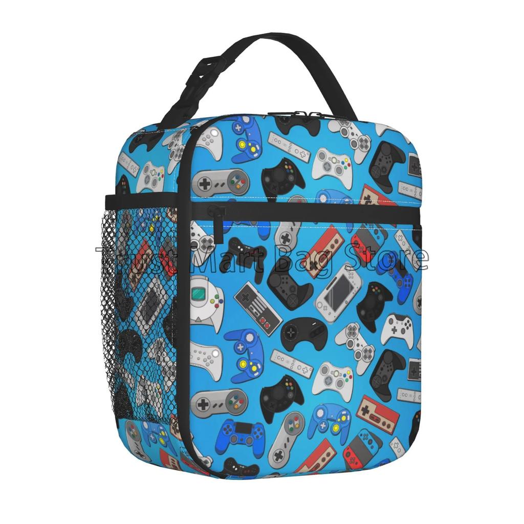 Video Game Controller Insulated Lunch Box Gamepad Waterproof Portable Thermal Bento Lunch Bag for School Travel Picnic Beach