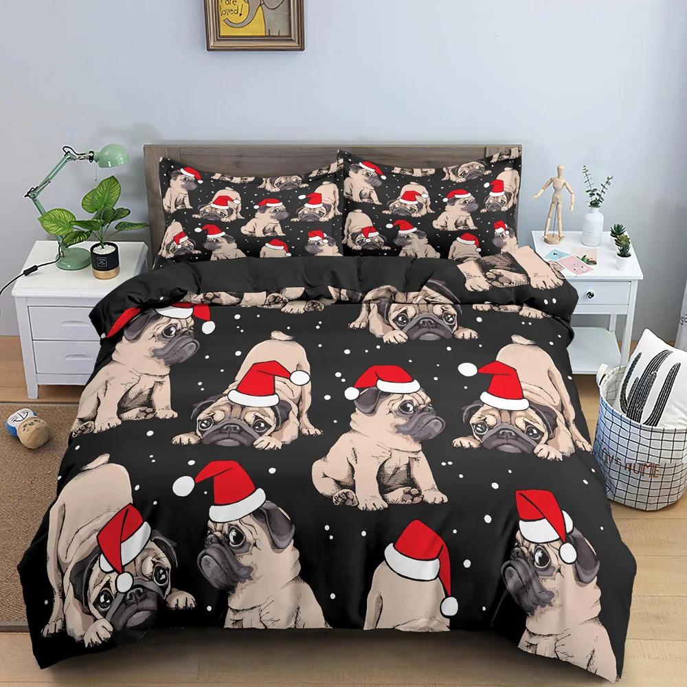 Frohe Weihnachten Bettwäsche-Set Weihnachtsmann-Druck Bettbezug Kissenbezug Weihnachten Bettdeko King-Size Weihnachtsgeschenk für Frauen Männer Kinder
